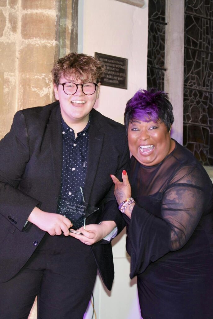 Alfie McCreadie with Linda John-Pierre - The Liza Goddard Comedy Performance Award for Youth