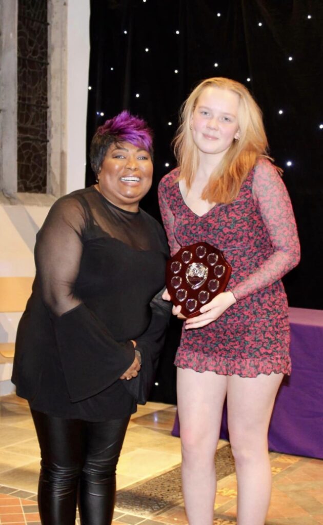 Tabitha Kirk with Linda John-Pierre Lady Baird Young Actress Shield